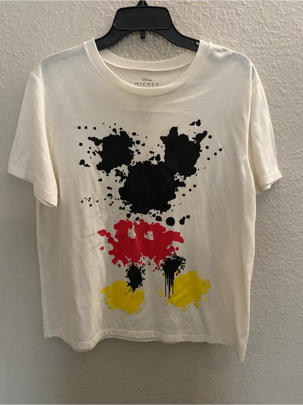 Disney Mickey Mouse Abstract White Graphic Tee Women Size Medium
